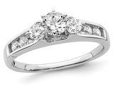 7/10 Carat (ctw Color SI1-SI2, G-H-I) Lab Grown Diamond Three Stone Engagement Ring in 14K White Gold